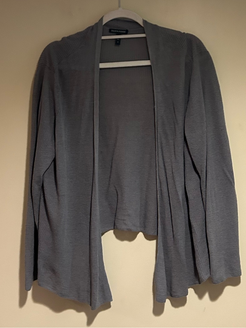 Eileen Fisher Open-Front Gray Linen and Cotton Blend Cardigan Sz 1X
